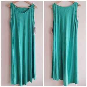 Eileen Fisher Mint Green Maxi Dress L NEW Hemp Cotton Blend Knit Asymmetric Midi